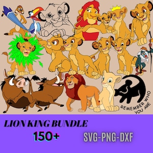 Paquete de El Rey León, Clipart digital del Rey León, El Rey León Svg-Png-Dxf, El Rey León y sus amigos de dibujos animados, Alta resolución, Descarga instantánea