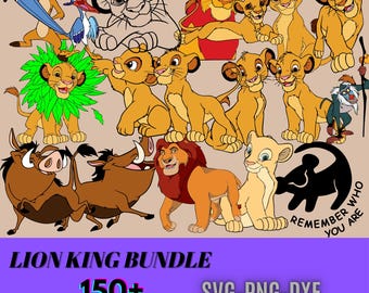 Lion King Bundle, Digital Lion King Clipart, Lion King Svg-Png-Dxf, The Lion King and His Cartoon Friends, High Resolution, Instant Download