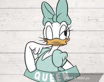 Daisy Duck Queen Png, süßes Gänseblümchen Png, Königin Mädchen, Königin Geburtstag, Daisy Duck T-Shirt Design, transparenter Hintergrund, hohe Auflösung