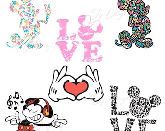 Mickey Mause Bundle Svg, Mause Music Svg, Mickey Mause Love Digital Png, High-Resolution, Transparent Background, Instant Download