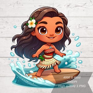 Baby Moana Png, Cute Moana Png, Moana Surfing, Moana Clipart, Princess Png, Moana Tshirt Design, Transparent Background, High Resolution