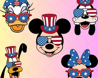 Mickey Mause America Png, 4Th of July Png, Mickey World USA, Daisy Duck Png, Mickey Mause Friends, High-Resolution,Transparent Background