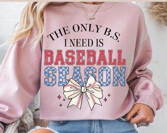 The Only B.S." Baseball Bow PNG, Unique and Playful Graphic for Baseball Enthusiasts, Baseball Season Coquette Bow Png, Instant Download