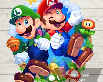 Super Mario Png, Mario Bross Png, Mario Brothers, Diseño de camiseta de Mario, archivo para sublimación, fondo transparente PNG, alta resolución