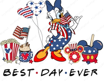 4th of July PNG, Daisy Duck Clipart, Patriotic Disney PNG, USA Mickey Snacks, Independence Day Png, Red White Blue, Disney Digital Download