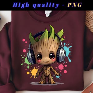 Watercolor Groot Png, Groot Music Clipart, Cute Groot Png, Cartoon Character Png, Groot T-Shirt Design, High Resolution, Instant Download
