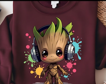 Clipart de Groot en acuarela: Diseño de camiseta musical (PNG, descarga instantánea)