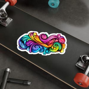 Colorful Swirl Kiss-Cut Vinyl Decals, Vibrant Stickers for Laptops, Water Bottles, Parties, Gift for Art Lovers, Home Decor
