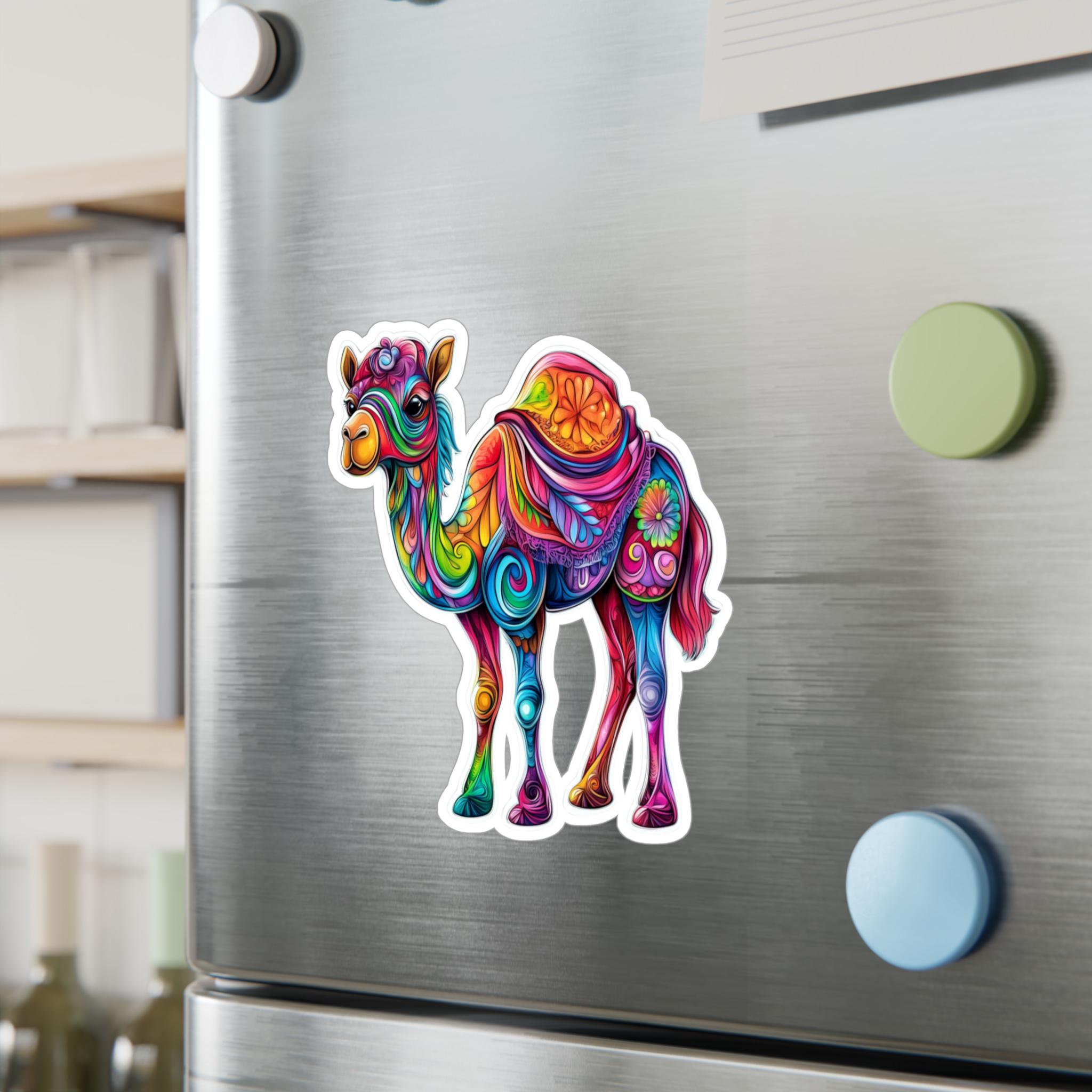 Colorful Camel Kiss-cut Vinyl Decal Sticker, Fun Animal Design, Laptop ...