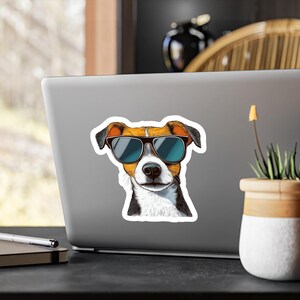 Dog with Sunglasses Sticker: Waterproof Vinyl Decal