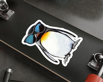 Penguin Sunglasses Decal Sticker, Vinyl Laptop Decal, Cute Animal Penguin Sticker, Water Bottle Decal, Car Decal, Penguin Lover Gift