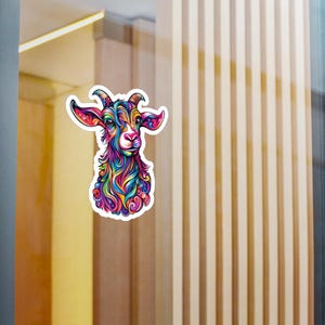 Colorful Goat Sticker Decals, Vinyl Decal, Laptop Stickers, Water Bottle Decal, Nursery Decor, Cute Animal Decals