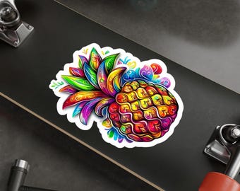 Pegatina de piña colorida: vinilo tropical