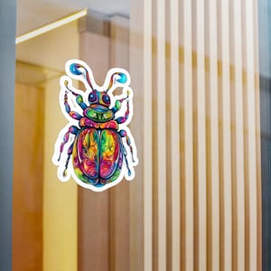 Colorful Beetle Sticker: Boho Vinyl Decal for Laptop, Car, Water Bottle