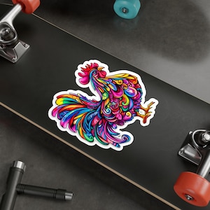 Colorful Rooster Vinyl Decal: Farmhouse Chicken Coop Sticker