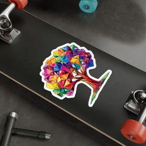 Geometric Tree Kiss-Cut Vinyl Decals, Colorful Sticker for Home Decor, Laptop, Water Bottle, Car, Fun and Unique Decal Set