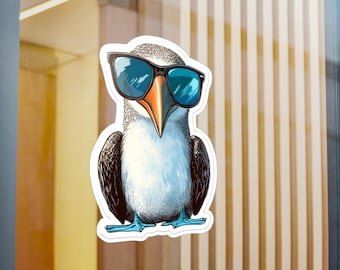 Blue-Footed Booby Vinyl Sticker: Sunglasses, Coastal Car Decal