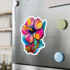 Bunter Hibiskus Blumen-Vinyl-Aufkleber: Tropischer Blumenaufkleber