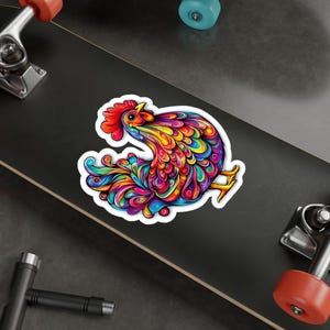 Chicken Kiss-Cut Vinyl Decals, Farm Animal Sticker, Rooster Laptop Decal, Colorful Chicken Car Decal, Chicken Coop Decor, Chicken Lover Gift