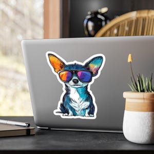 Chihuahua Vinyl Decal Sticker, Dog Laptop Decal, Pet Car Decal, Animal Lover Gift, Cute Puppy Sticker, Small Dog Decal