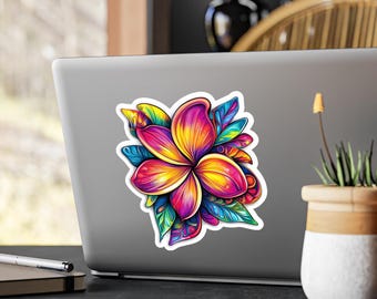 Adesivo in vinile con fiore di plumeria: adesivo tropicale hawaiano