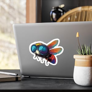 Vinyl Decal Sticker, Housefly with Glasses/Goggles, Insect Laptop Decal, Bug Car Sticker, Cute Flying Bug Decal, Nature Inspired Decal