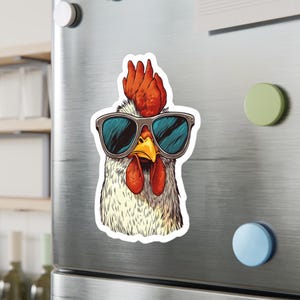 Chicken Wearing Sunglasses Kiss-Cut Vinyl Decals, Sticker Decal, Laptop Decal, Car Decal, Water Bottle Decal, Chicken Lover Gift