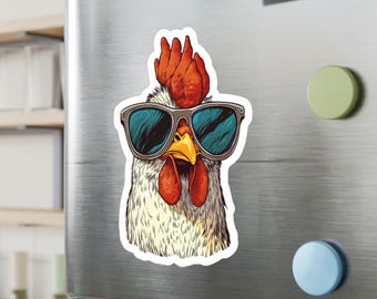 Chicken Wearing Sunglasses Vinyl Decal: Laptop, Car, Water Bottle Sticker