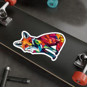 Geometric Fox Vinyl Decal: Colorful Laptop Sticker, Animal Lover Gift
