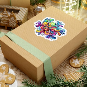 Colorful Snowflake Kiss-Cut Vinyl Sticker: Holiday Decor