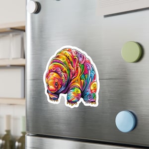 Sticker ours d'eau tardigrade coloré, Sticker vinyle imperméable pour ordinateur portable, jolie décoration d'organisme microscopique pour bouteille d'eau, voiture, cartable