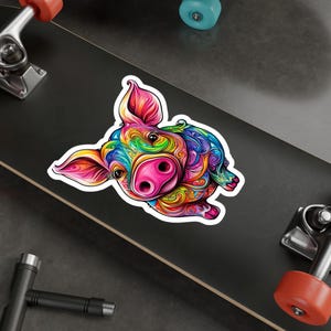 Colorful Pig Vinyl Decal: Farm Animal Sticker