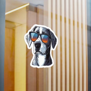 Sunglasses Dog Decal, Pet Lover Gift, Vinyl Sticker for Laptop, Car, Water Bottle, Cute Puppy Design, Dog Mom, Outdoor Adventure Decal