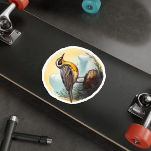 Sticker Meadowlark, sticker vogel, cadeau natuurliefhebber, sticker aquarel laptop, auto sticker bloemen, vinyl sticker vogel
