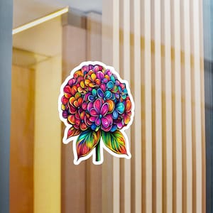 Colorful Hydrangea Flower Decal Sticker, Vinyl Sticker, Plant Lover Gift, Laptop Decal, Water Bottle Sticker, Floral Decor