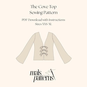 Das Cove Top Schnittmuster | Digitales PDF Schnittmuster | Sofortdownload | Langarm-Top vorne binden | Größen XXS-XL | Trendy Bluse zum Selbermachen