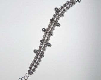 PULSERA ORBIT: pulsera de cadena gruesa de acero inoxidable perforado, con dije de cromo alternativo, estilo gótico, grunge y emo, de modmize