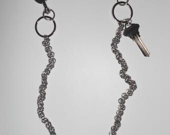 CADENA CRÍPTICA: llavero de acero inoxidable con cadena para billetera, pantalones, estilo grunge, gótico, punk alternativo, industrial, de malla bizantina, para cinturón - por modmize