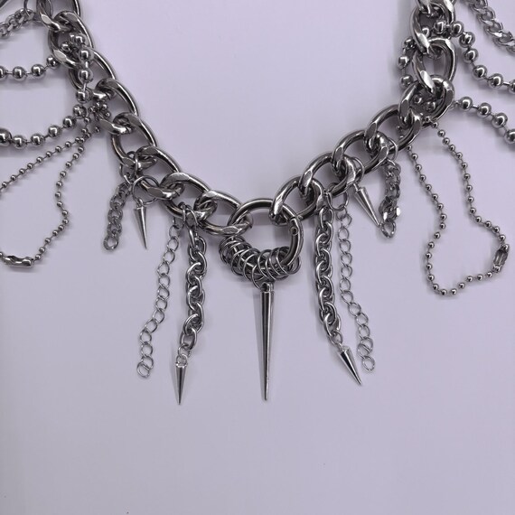 ネックレス・ペンダント Multi Chain Spike Necklace Amazon.com: Sacina Silver-tone Chunky Chain Spike Necklace
