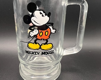 Cristal alto transparente de Mickey Mouse de Walt Disney, estilo vintage.