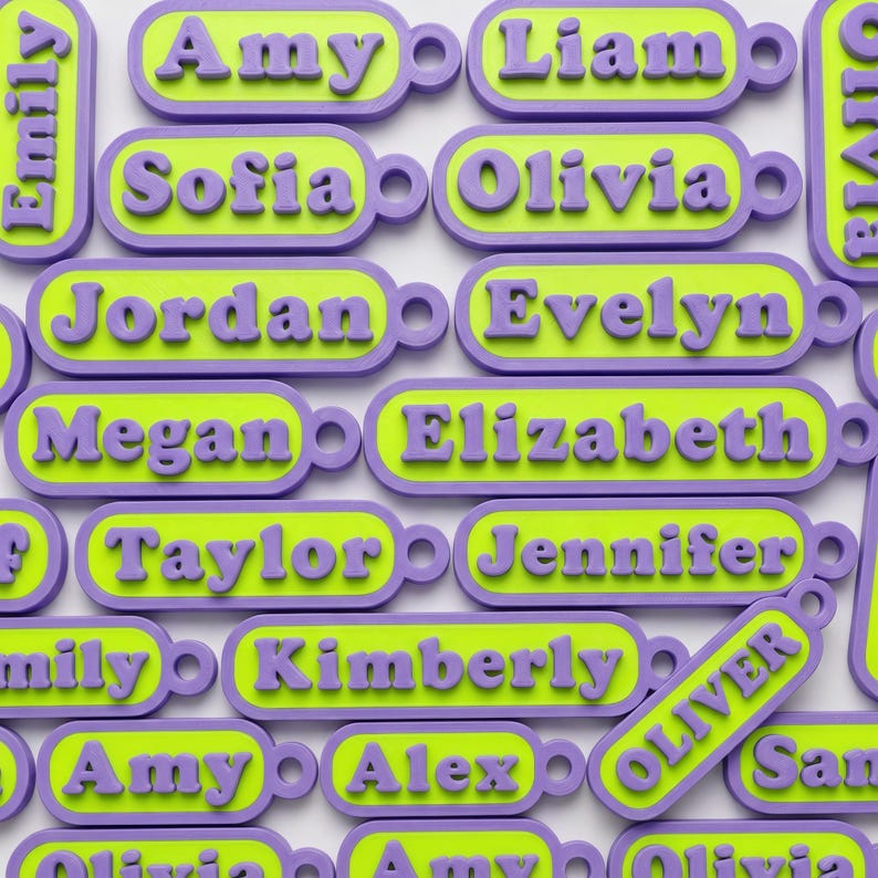 Personalized Name Keychain — Optional Trader Joe's Purple & Neon Green ...