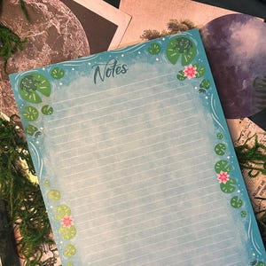 Lily Pad & Frog Memo Pad | Cottagecore Stationery | Witchy Office Supplies