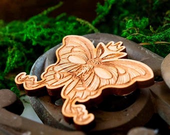 Luna Moth Wooden Pin | Cottagecore Accessories | Moth Lover Gift