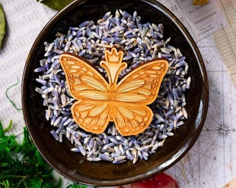 Monarch Butterfly Wooden Pin | Cottagecore Accessories