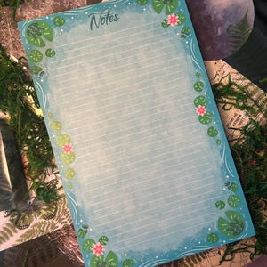Lily Pad & Frog Memo Pad | Cottagecore Stationery | Witchy Office Supplies
