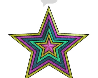 Star Embroidery Design, Multi-Layer Geometric Star Machine Embroidery File, Bright Decorative Star Pattern for Clothing & Crafts