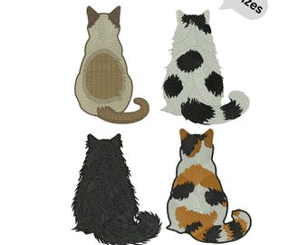 Cat Embroidery Design set – Fill Stitch Cat Machine Embroidery Files, 3 Sizes Included, digital Download