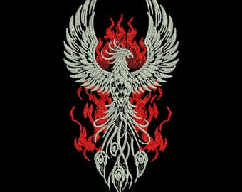 Phoenix Embroidery Design, Fire Bird Machine Embroidery File, Mythical Bird Machine Embroidery pattern, 3 Sizes, Instant Download