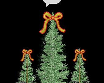 Christmas Tree embroidery design, Coquette Bow embroidery machine file, Embroidery file, 3 sizes, Instant download