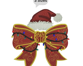 Merry Christmas Coquette Bow Embroidery Design, Christmas Machine Embroidery, Christmas Stitch File, Holiday Bow Embroidery Pattern